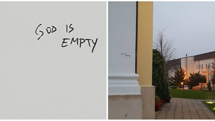 Na zabočkoj crkvi osvanuo natpis 'God is empty'